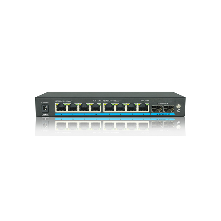 2 SFP 120W 8 ports POE switch 1G